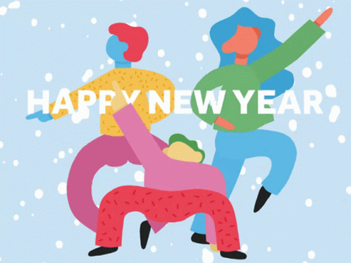 Three People Dancing Happy New Year Animated GIF