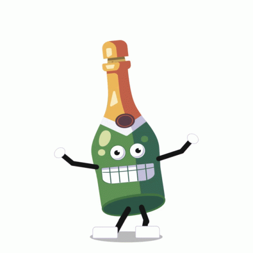Happy New Year Animated Wine Bottle Dancing GIF