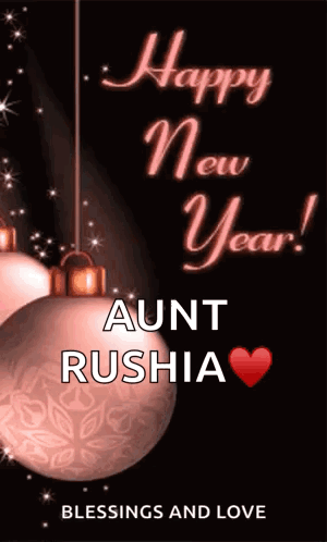 Happy New Year Aunt Rushia Card With Christmas Balls