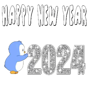 Happy New Year Blue Penguin