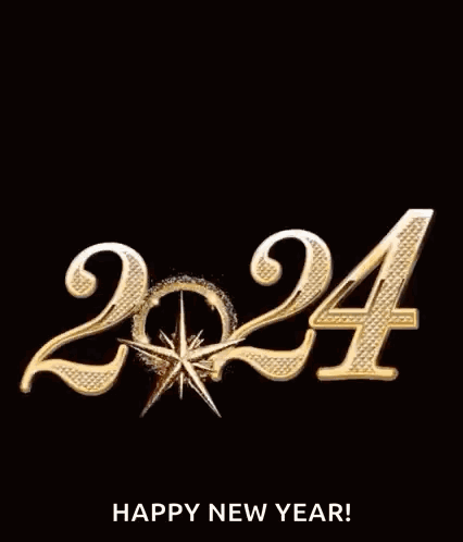 Happy New Year Card With Fireworks 2024 GIF