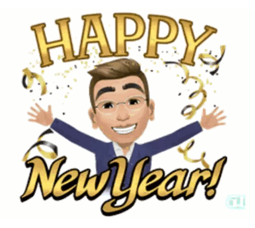 Happy New Year Card with Man in Suit