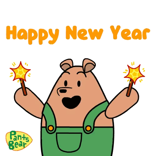 Happy New Year Card With Pants Bear