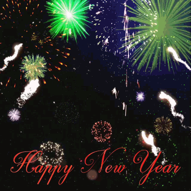 Happy New Year Cool Fireworks GIF