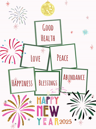 Happy New Year Fireworks Good Health Love Peace