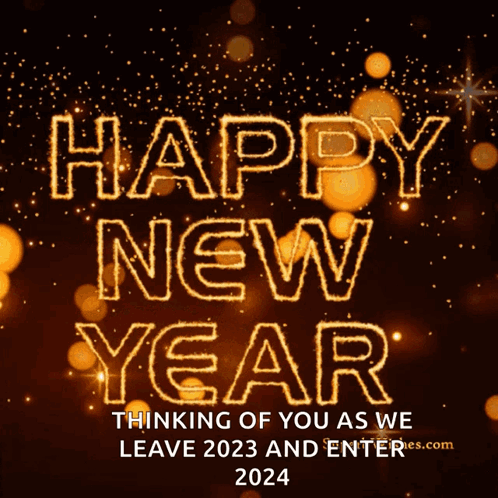 Happy New Year Greeting Card Thinking Of You GIF