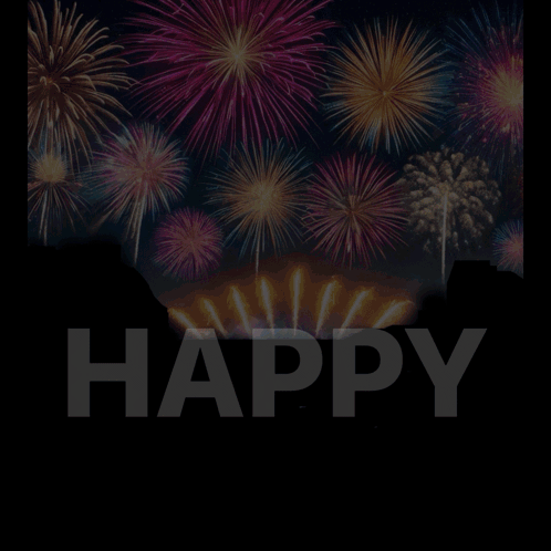 Happy New Year Greeting Card with Fireworks