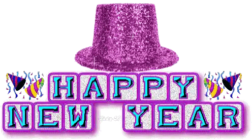 Happy New Year Greeting with Purple Top Hat