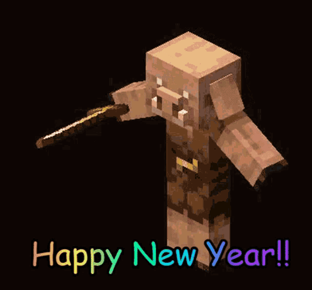 Happy New Year Minecraft Piglin GIF