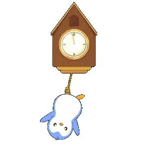 Happy New Year Penguin Hanging From Clock