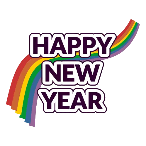 Happy New Year Sign With Rainbow