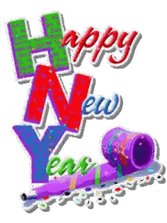 Happy New Year With Party Horn And Confetti
