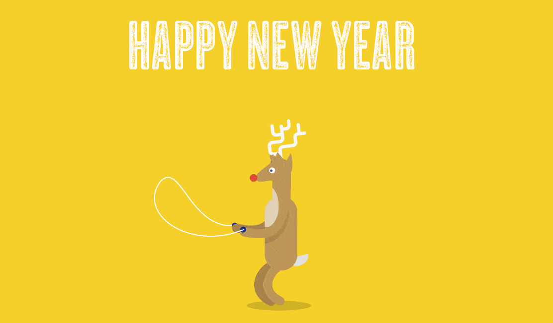 Happy New Years Cartoon Deer GIF
