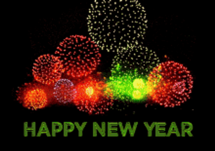 Happy New Years Eve Colorful Fireworks GIF
