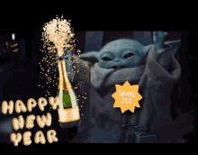 Happy New Years Eve Master Yoda Sparkling Wine GIF