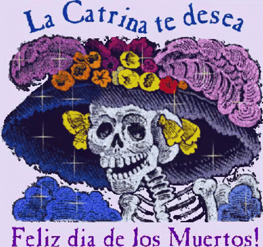 Happy November 1St Skeleton With Floral Heat GIF