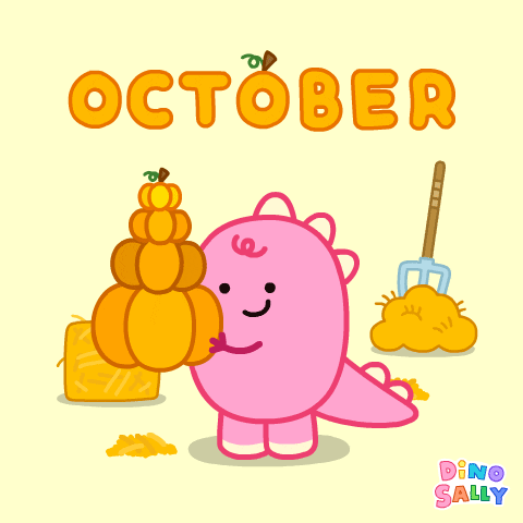 Happy October Dino Sally Pumpkin GIF