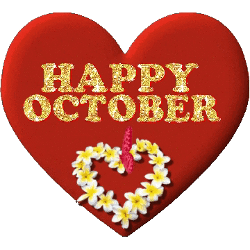Happy October Glittery Heart Vector Art GIF