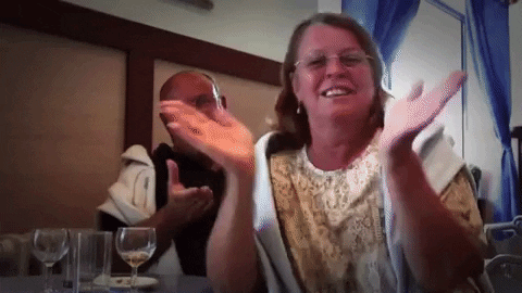 Happy Old Couple Singing And Clapping GIF