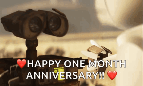 Happy One Month Anniversary Robot Card GIF