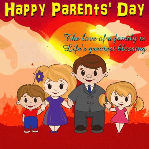 Happy Parents Day Cartoon Family