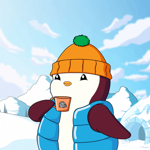 Happy Penguin Enjoys Morning Espresso GIF