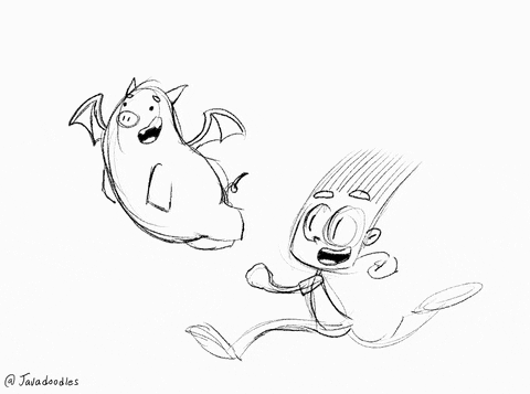 Happy Pig Flies Away Mobile Drawing GIF