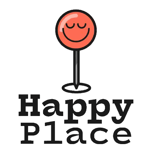 Happy Place Logo Red Smiley Pin
