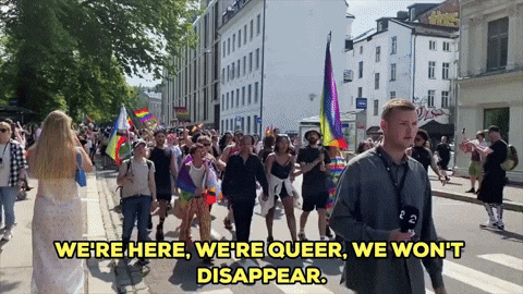 Happy Pride Month March We're Here We're Queer GIF