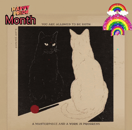 Happy Pride Month Poster With Black and White Cat