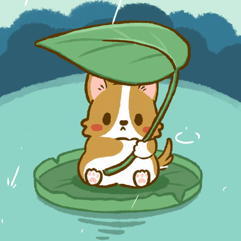 Happy Rainy Monday Cutie Dog Leaf GIF