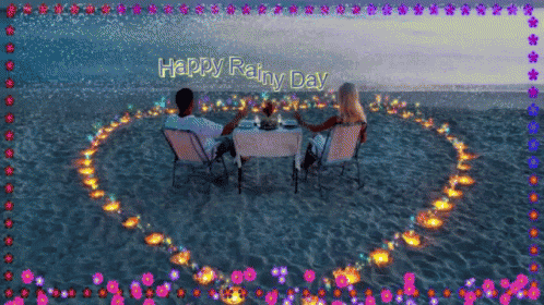 Happy Rainy Monday Heart Shaped Candle GIF