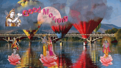 Happy Rainy Monday Hot Air Balloon GIF