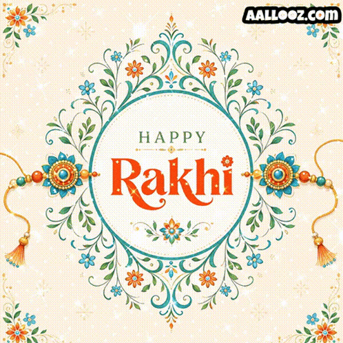 Happy Rakhi Greeting Card With Floral Frame