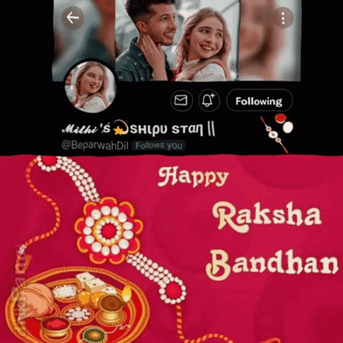 Happy Raksha Bandhan Greeting Card Man and Woman