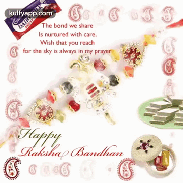 Happy Raksha Bandhan Greeting Card With Bracelet And Candy