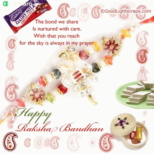 Happy Raksha Bandhan Greeting With Cadbury Dairy Milk Chocolate