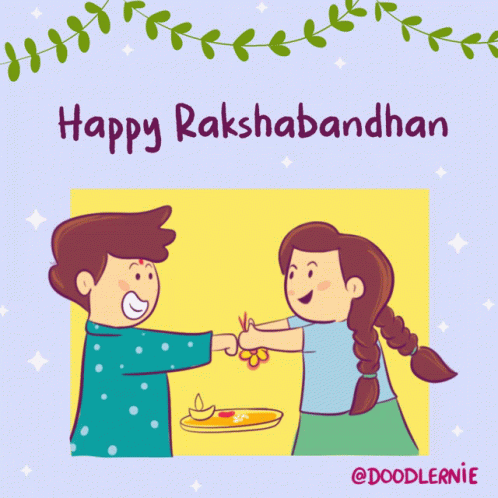 Happy Rakshabandhan Greeting Card With Two Children