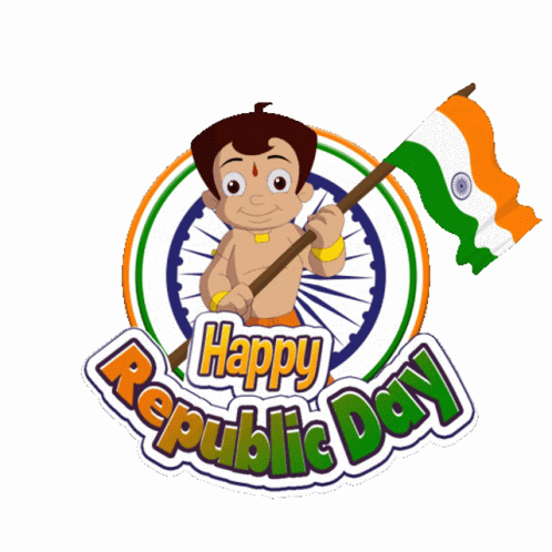 Happy Republic Day India Chhota Bheem Holding Flag GIF