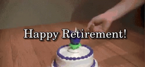 Happy Retirement Celebration Cake With Purple Flower Candle GIF