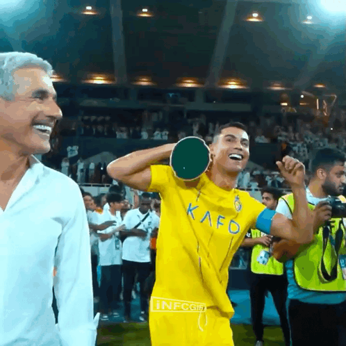 Happy Ronaldo Al Nassrcarrying Trophy Dancing GIF