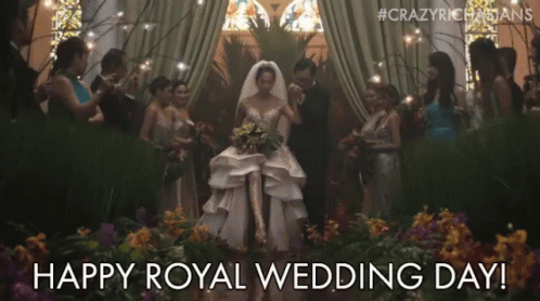 Happy Royal Wedding Day Bride and Groom with Wedding Party