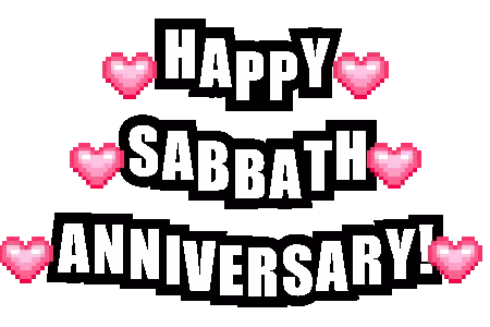 Happy Sabbath Anniversary Sign with Pink Hearts
