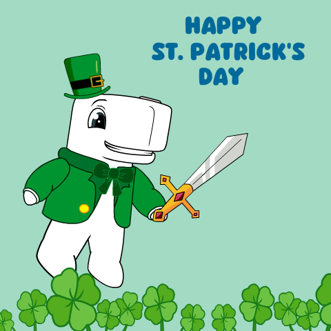 Happy Saint Patricks Day Holding A Sword GIF