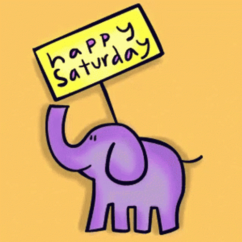 Happy Saturday Animated Purple Elephant GIF