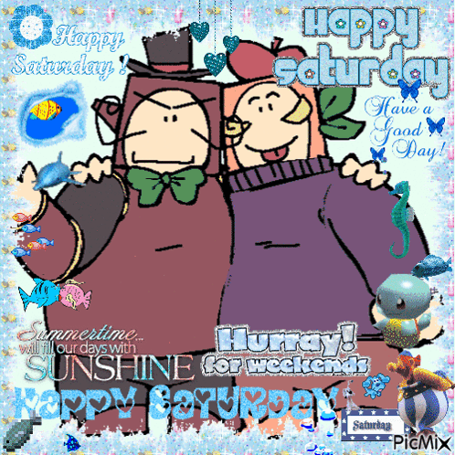 Happy Saturday Cartoon Characters