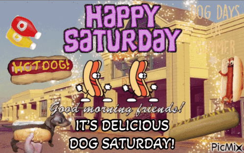 Happy Saturday Good Morning Friends Delicious Dog Picmix Poster