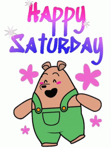 Happy Saturday Greeting Card With Cartoon Character