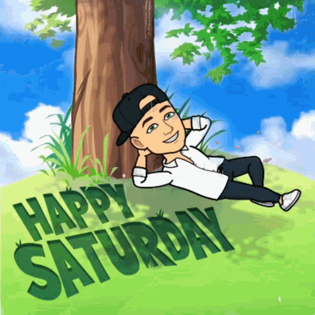 Happy Saturday Guy Under The Tree GIF