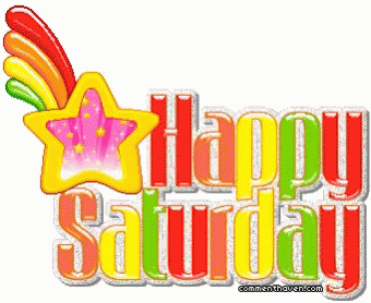 Happy Saturday Sign with Star and Rainbows